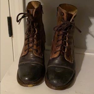 Bed Stu lace up two tone booties